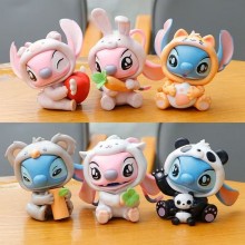 6pcs/set Lilo Stitch Animal Party Series anime fig...