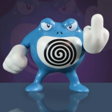 Pokemon Poliwrath middle finger anime figure