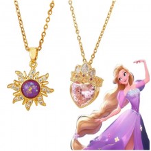 Princess Long Hair Sun Crown Charm Necklace