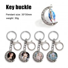 IU Lee Ji Eun star Two-sided Rotatable Round Crystal Key Chain Ring