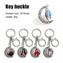 IVE star Two-sided Rotatable Round Crystal Key Chain Ring