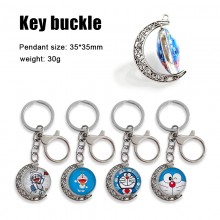 Doraemon anime Two-sided Rotatable Round Crystal Key Chain Ring