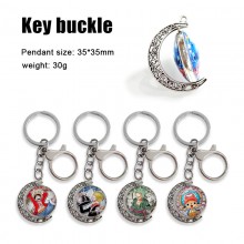 One Piece anime Two-sided Rotatable Round Crystal Key Chain Ring