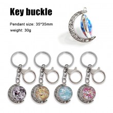 Sanrio Melody kitty Cinnamoroll Kuromi Two-sided Rotatable Round Crystal Key Chain Ring