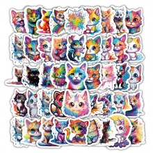 Colorful Rainbow Cat waterproof stickers set(60pcs a set)