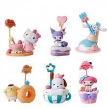 6pcs/set Sanrio Melody kitty Cinnamoroll Kuromi Dessert Note Series figures(OPP bag)