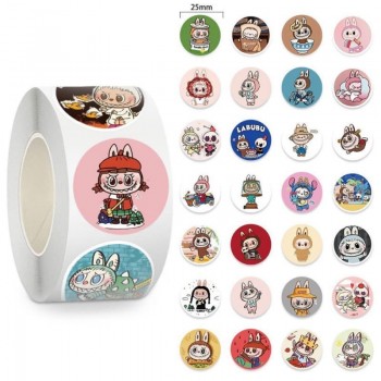 500pcs/roll Labubu Anime Stickers