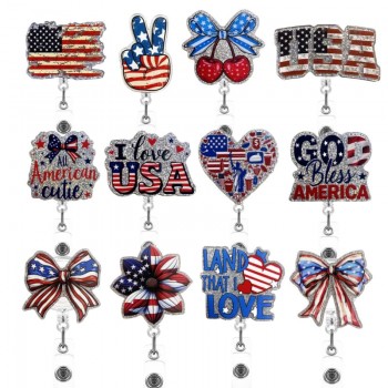 America acrylic ID card holder lanyard key chains