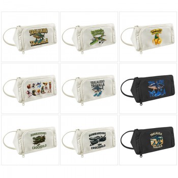 Tung Tung Tung Sahur anime canvas triangle pen bag pencil case