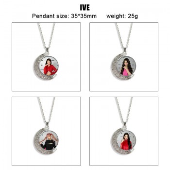 IVE star Two-sided Rotatable Round Crystal Necklace