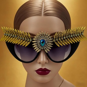 Cool Retro Devils Eye Large Frame Cats Eye Sunglasses