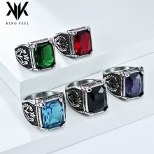 Tulip Retro Stainless Steel Crystal Stone Charm Rings