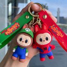 Labubu cos Super hero Batman Spider-man anime figure doll key chains