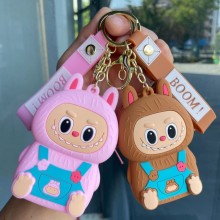 Labubu anime mini silicone wallet purse key chain