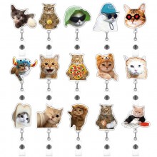 Cute EMO Cat anime acrylic ID card holder lanyard key chains