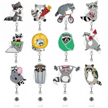 Raccoon acrylic ID card holder lanyard key chains