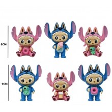 6pcs/set Labubu cos Stitch anime figures(OPP bag)