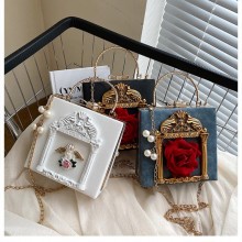 Gothic Dark Y2k 3D Relief Flower Messenger Shoulder Bag