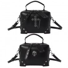 Gothic Punk Skull Crosses Square Small Crossbody Handbag