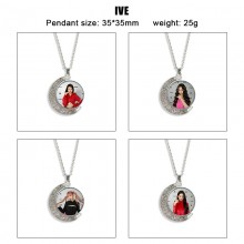 IVE star Two-sided Rotatable Round Crystal Necklace
