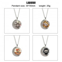 Labubu anime Two-sided Rotatable Round Crystal Nec...