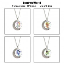 Dandy's World game Two-sided Rotatable Round Crystal Necklace