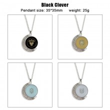 Black Clover anime Two-sided Rotatable Round Crystal Necklace