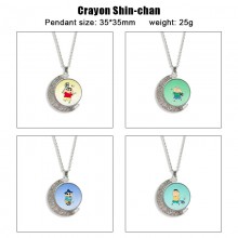 Crayon Shin-chan anime Two-sided Rotatable Round Crystal Necklace