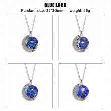 Blue Lock anime Two-sided Rotatable Round Crystal Necklace