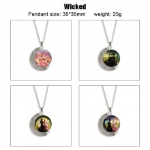 Wicked anime Two-sided Rotatable Round Crystal Necklace