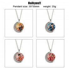 Haikyuu anime Two-sided Rotatable Round Crystal Necklace