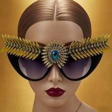 Cool Retro Devils Eye Large Frame Cats Eye Sunglas...
