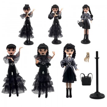 Wednesday Addams Gothic Black Dress Doll Figures