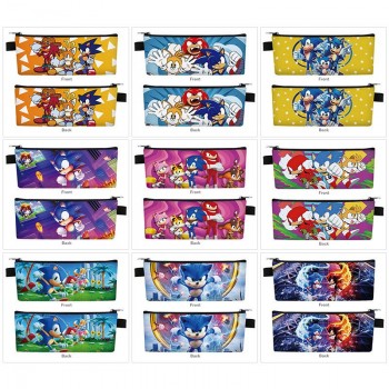 Sonic The Hedgehog game PU zipper pen case pencil bag