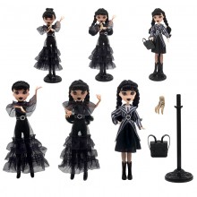 Wednesday Addams Gothic Black Dress Doll Figures