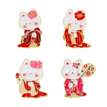 Cute Cartoon White Cat Enamel Alloy Pins Brooches