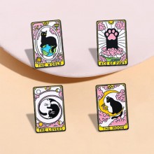 Cartoon Cat Tarot Enamel Alloy Pins Brooches