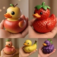 Colorful Adorable Fruit Duck Figurine Figure