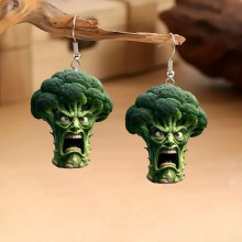 Broccoli acrylic earrings a pair