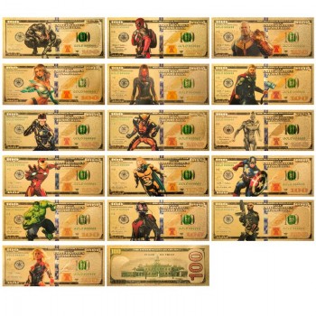 The Avengers Iron Spider man Thanos Batman coin gold banknotes(price for 1pcs)