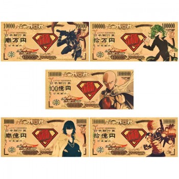 One Punch Man anime coin gold banknotes(price for 1pcs)