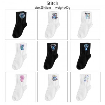 Stitch anime mid length cotton socks