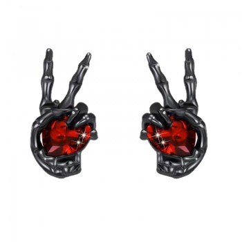 Vintage Gothic Heart Stud Ghost Hand Love Earrings