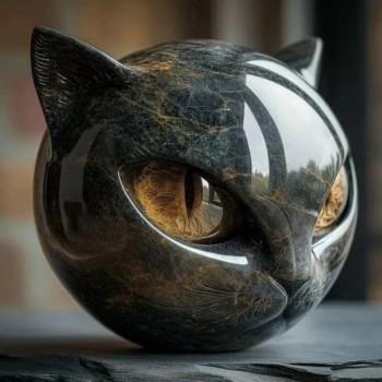 Luxury black cat figurine figure