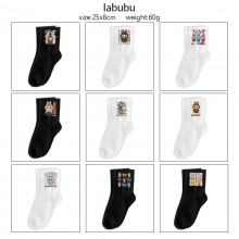 labubu anime mid length cotton socks