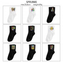 Sprunki Incredibox game mid length cotton socks