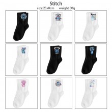 Stitch anime mid length cotton socks