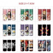 Demon Slayer anime coffee water bottle cup with straw stainless steel