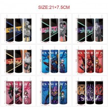 EVA anime coffee water bottle cup with straw stainless steel