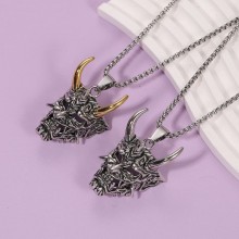 Vintage Punk Demon Mask Samurai Ghost Pendant Necklace